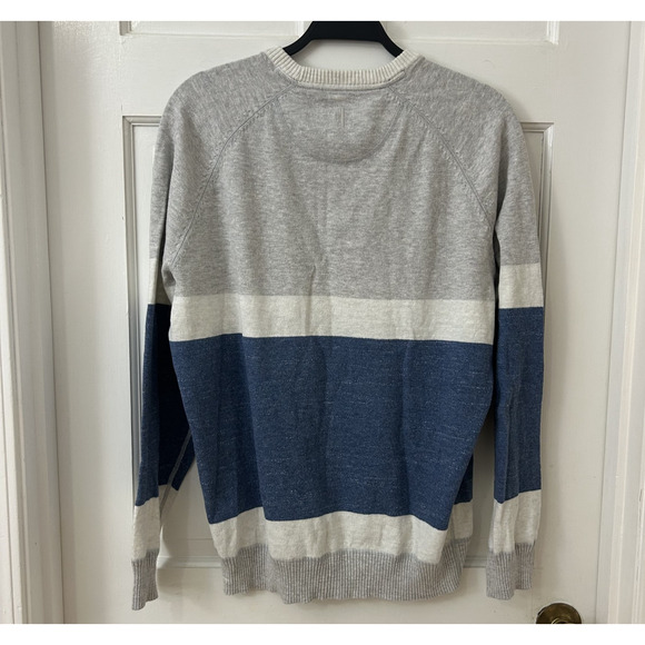 Johnnie O Conner Lightweight Sweater Blue Colorblock Cotton Linen Preppy Sz M - Picture 2 of 5